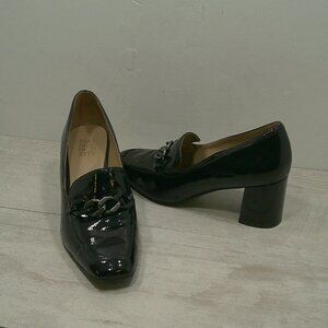 Naturalizer Wynrie-Horse-Bit High Block Heel Patent Retro Style Loafer SZ 10 M